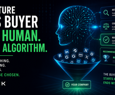 AI-driven SaaS buyer decision-making process with an algorithm evaluating software platforms
